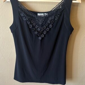 Cato Black Sleeveless Top with Lace Detail